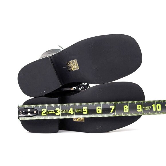 Jeffrey Campbell Wmn Tyr Black Leather Vintage Retro Square Toe Lace Boots sz 5 - Picture 6 of 6